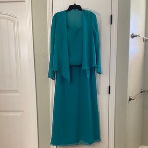 Elegant Teal Women's Midi Dress Set